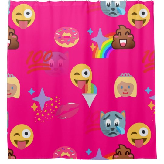 Pink Emoji Badezimmer Duschvorhang Duschvorhang Zazzle De