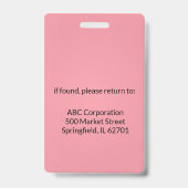 Pink | Employee Foto ID Company Security Abzeichen Ausweis (Rückseite)