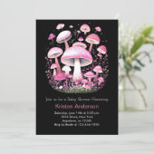 Pink Enchanted Adventure Mushroom Girl Babydusche Einladung (Stehend Vorderseite)