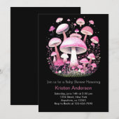 Pink Enchanted Adventure Mushroom Girl Babydusche Einladung (Vorne/Hinten)