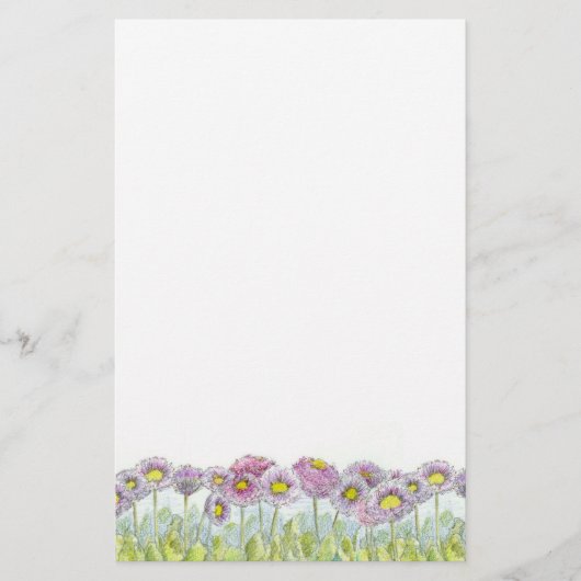 Pink English Daisy Blume Letter Writing Briefpapier (Vorderseite)