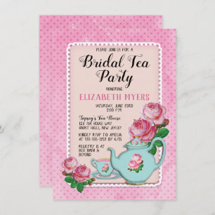Pink English Hütte Style Bridal Tee Party Dusche Einladung