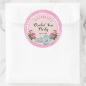 Pink English Hütte Style Bridal Tee Party Dusche Runder Aufkleber (Tasche)