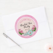 Pink English Hütte Style Bridal Tee Party Dusche Runder Aufkleber (Umschlag)