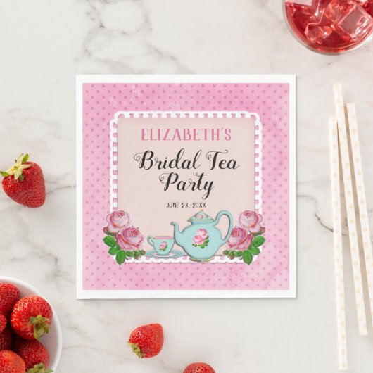 Pink English Hütte Style Bridal Tee Party Dusche Serviette (Beispiel)