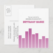 Pink Equalizer Einladungspostkarte (Vorne/Hinten)