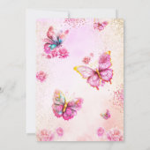 Pink, er gibt mir Schmetterlinge Brautparty Einladung (Rückseite)