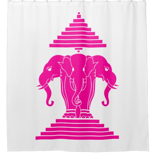 Pink Erawan Three Headed Elephant Lao / Laos Flag Duschvorhang (Vorderseite)