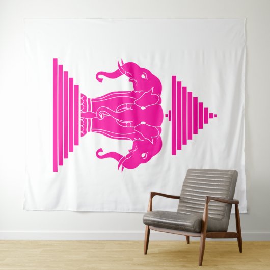 Pink Erawan Three Headed Elephant Lao / Laos Flag Wandteppich (Beispiel (Horizontal))