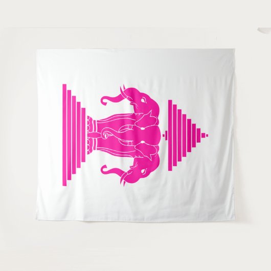 Pink Erawan Three Headed Elephant Lao / Laos Flag Wandteppich (Vorderseite (Horizontal))