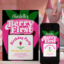 Pink Erdbeere Berry Erster Geburtstag 1. Geburtsta Einladung