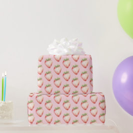 Pink Erdbeere Frucht Geburtstag Geschenkpapier