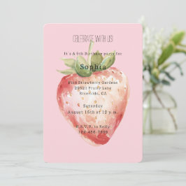 Pink Erdbeeren Frucht Geburtstag Einladung