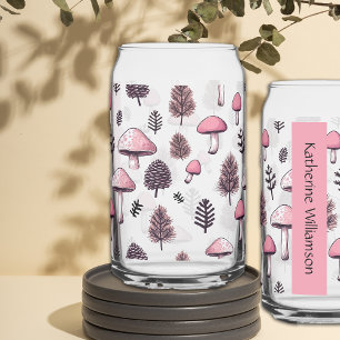 Pink Erntedank Fall Mushrooms Personalisieren Name Dosenglas