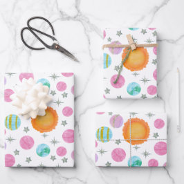 Pink Erster Ausflug zum 1. Geburtstag der Sun Girl Geschenkpapier Set