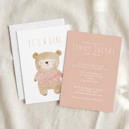 Pink Es ist eine niedliche Bärendusche für Mädchen Einladung