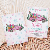 Pink Es wird viel Schnee-Spaß Geburtstag Einladung