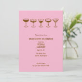 Pink Espresso Martini Bachelorette w/QR Code Einladung (Stehend Vorderseite)