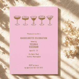 Pink Espresso Martini Junggesellinnenabschied mit Einladung