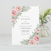 Pink Ethereal Bloom Wedding Einladung (Stehend Vorderseite)