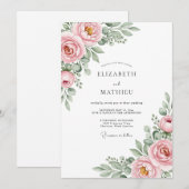 Pink Ethereal Bloom Wedding Einladung (Vorne/Hinten)