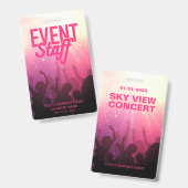 Pink Event Abzeichen für Konzerte oder Festivals Ausweis (Vorder- & Rückseite)