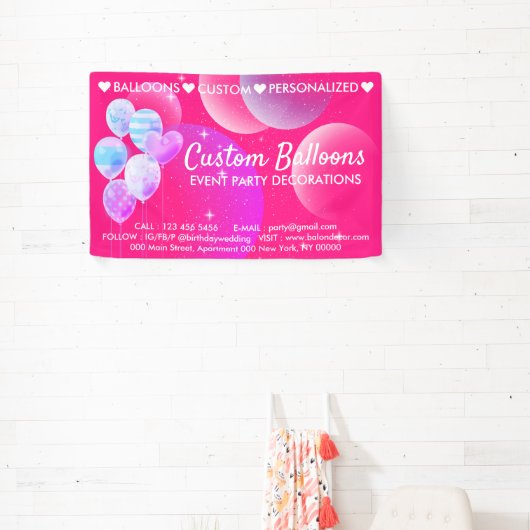 Pink Event Planner Zuhause Hochzeitsballons Banner (InSitu)