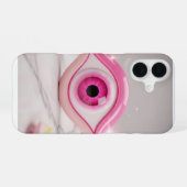 Pink Evil Eye Amulet on Marble Surface iPhone 16 Hülle (Rückseite (Horizontal))