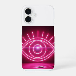 Pink Evil Eye Neon Sign Glow iPhone 16 Hülle