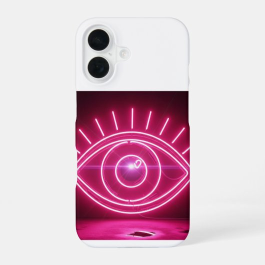 Pink Evil Eye Neon Sign Glow iPhone 16 Hülle (Rückseite)