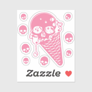Pink Evil Ice Creme Cone Aufkleber