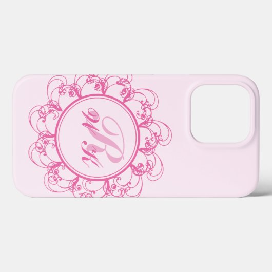 Pink Extravagant Monogram iPhone Case (Rückseite (Horizontal))