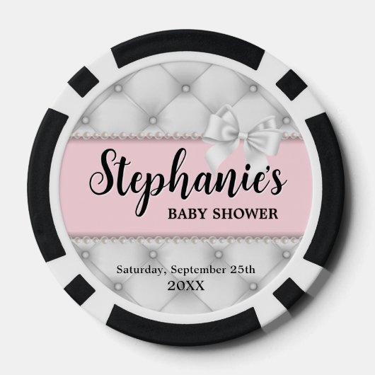 Pink Extravagant Tiffany Pearls Baby Showspiele Pokerchips (Rückseite)