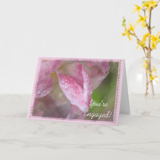 Pink Extravagant Tulip Verlobung Glückwunsch Karte (Gelbe Blume)