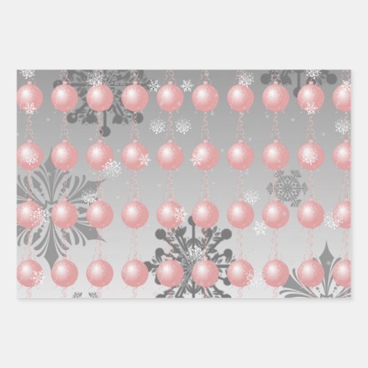 Pink Extravagante Weihnachtsschmuckpapier Geschenkpapier Set (Vorderseite 2)
