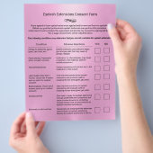 Pink Eyelash Extension Salon Haftungsbefreiung Flyer (Hand)