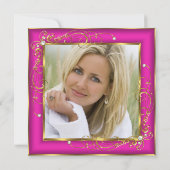 Pink Fabulous 50 Foto Gold Champagner Heels Party Einladung (Rückseite)