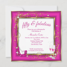 Pink Fabulous 50 Foto Gold Champagner Heels Party Einladung