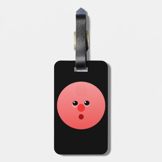 Pink Face Gepäckanhänger mit Lederband (Rückseite vertikal)
