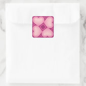 Pink Fade Hearts Quadratischer Aufkleber (Tasche)