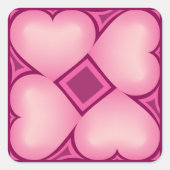 Pink Fade Hearts Quadratischer Aufkleber (Vorderseite)