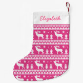 Pink Fair Isle Weihnachts-Sweater-Muster Kleiner Weihnachtsstrumpf (Rückseite)