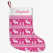 Pink Fair Isle Weihnachts-Sweater-Muster Kleiner Weihnachtsstrumpf (Vorderseite)