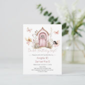 Pink Fairies Double Birthday Bash Kids Einladung (Stehend Vorderseite)