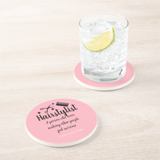 Pink Fairstylist Zitat Funny Friseur Stars Getränkeuntersetzer (Seite)