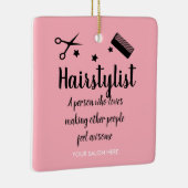 Pink Fairstylist Zitat Funny Friseur Stars Keramikornament (Rechts)