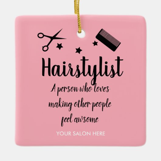 Pink Fairstylist Zitat Funny Friseur Stars Keramikornament (Vorderseite)