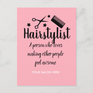 Pink Fairstylist Zitat Funny Friseur Stars Postkarte