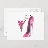 Pink Fairy and Stiletto Shoe Art Postkarte (Vorne/Hinten)