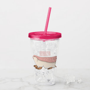 Pink fairy armadillo cartoon illustration acryltrinkbecher